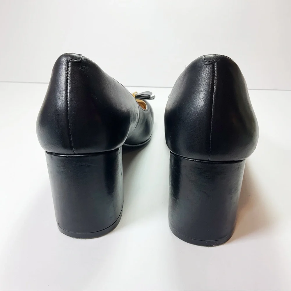 Cole Haan Tali Bow Leather Block-Heel Pumps - Picture 5 of 10